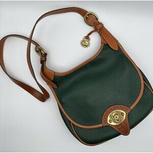 Vintage Authentic Dooney & Bourke Cavalry Saddle Bag All Weather Leather Green